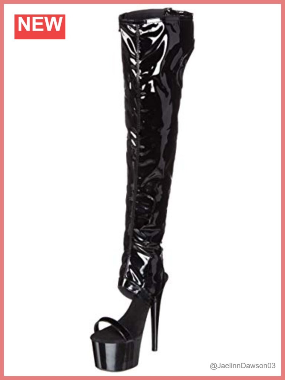 Faux Leather Cut Out Platform Thigh High Boots Open Toe Fetish Style
